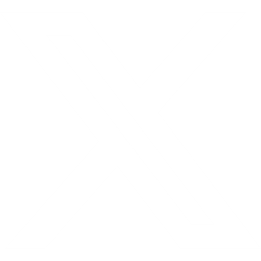 White stylized letter X logo on transparent background.